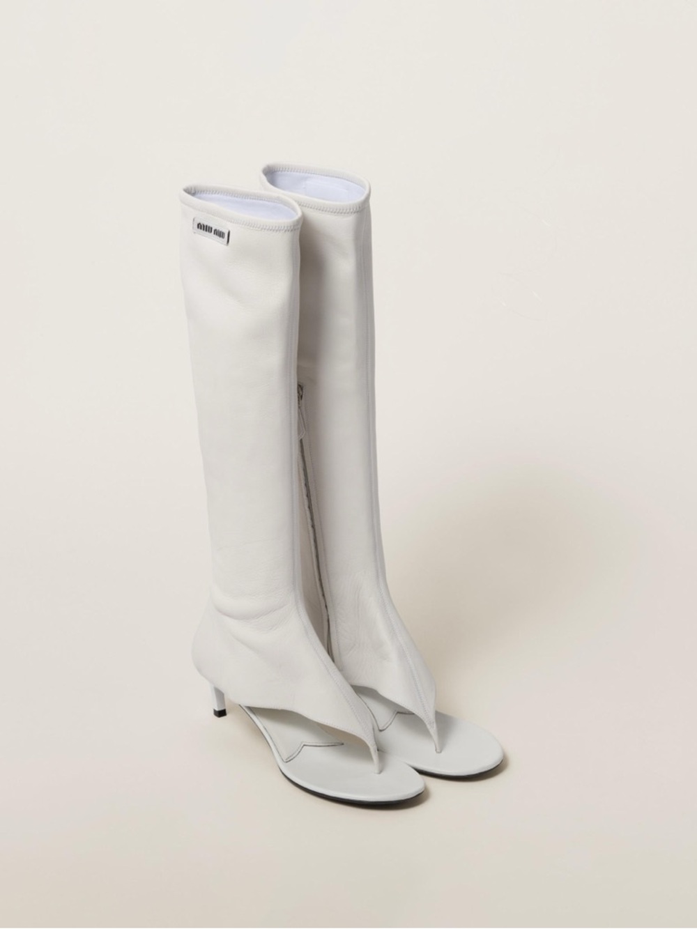 Miu Miu White Open-Toe Thong Sandal Boots Size 36.5 Brand New
